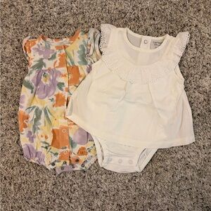 Carter's White and Floral Baby Romper Sets